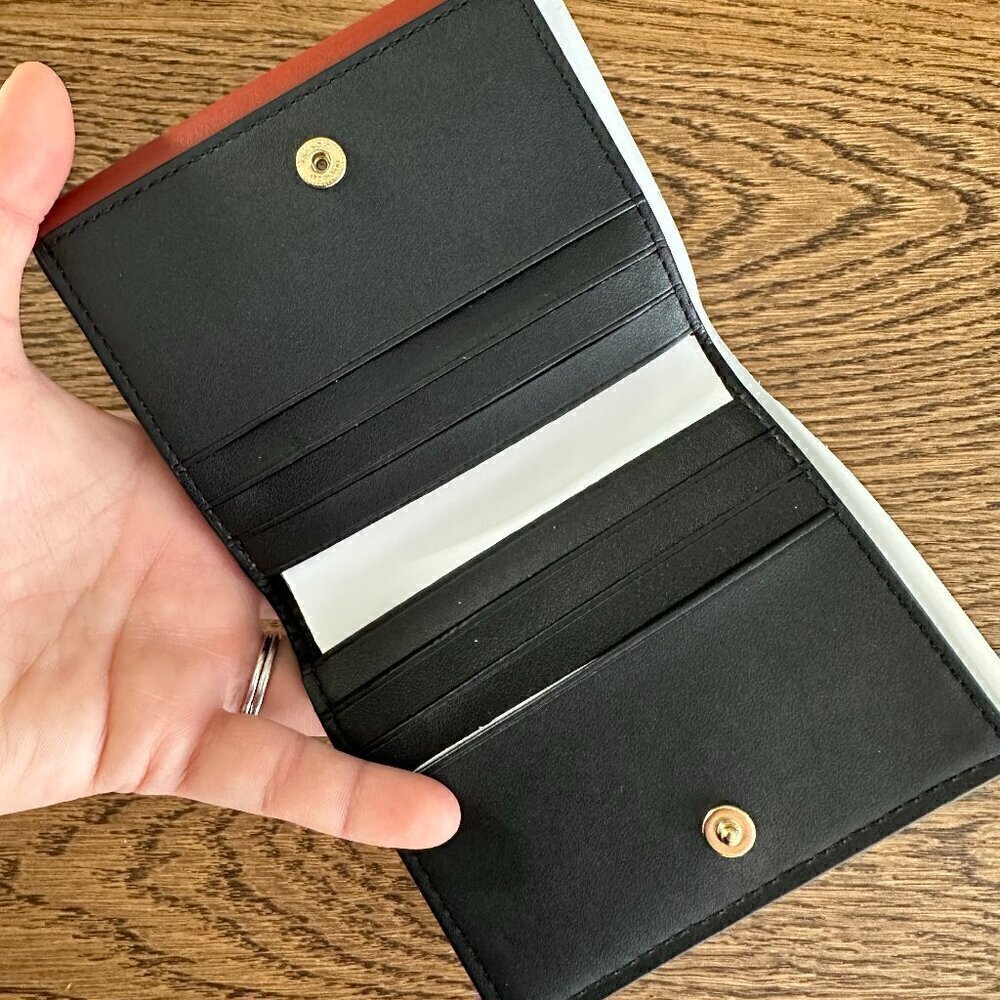 NWT! NEW! Coach Georgie Bi-Fold Wallet -Black Brown Stud / Black CC - Picture 3 of 6